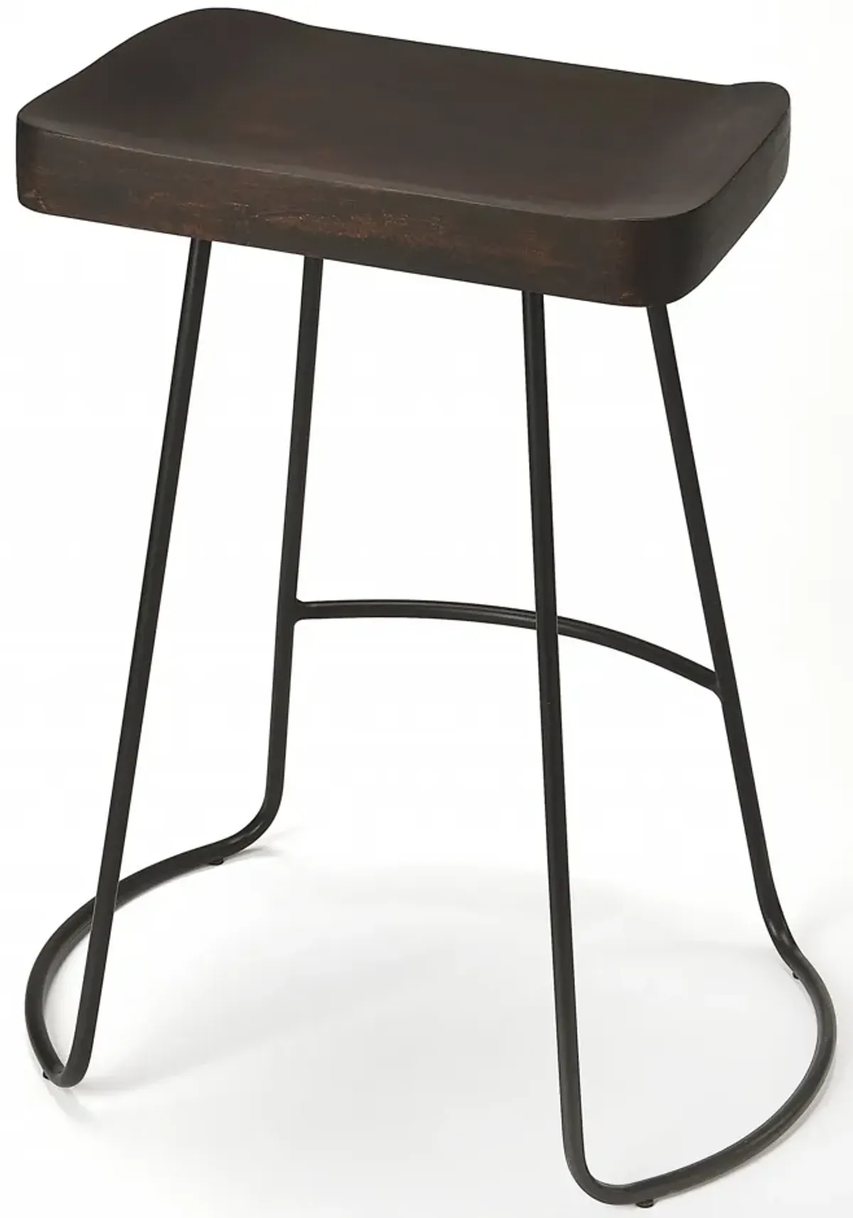 Iron Backless Counter Height Bar Chair - Dark Brown / Black