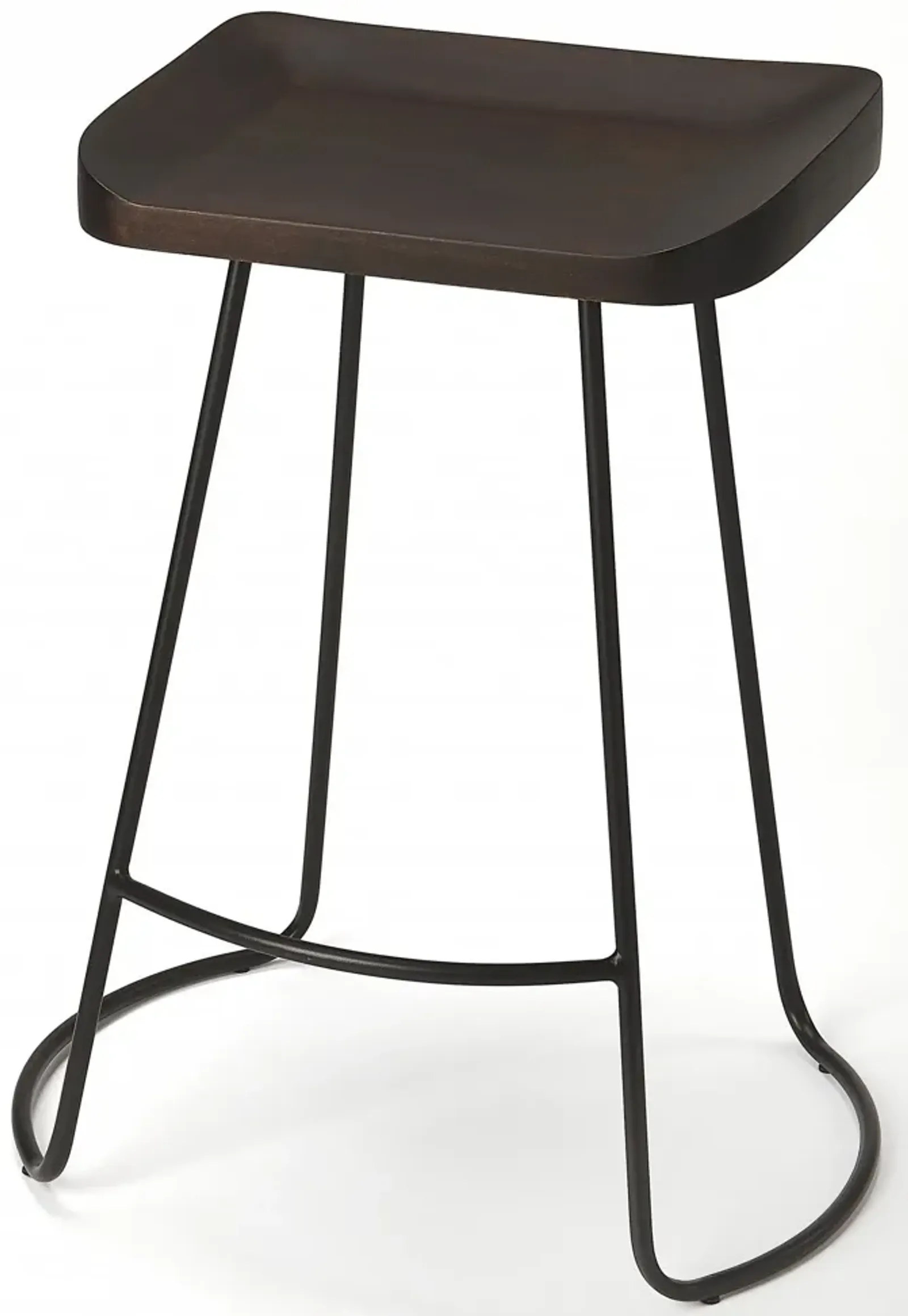 Iron Backless Counter Height Bar Chair - Dark Brown / Black