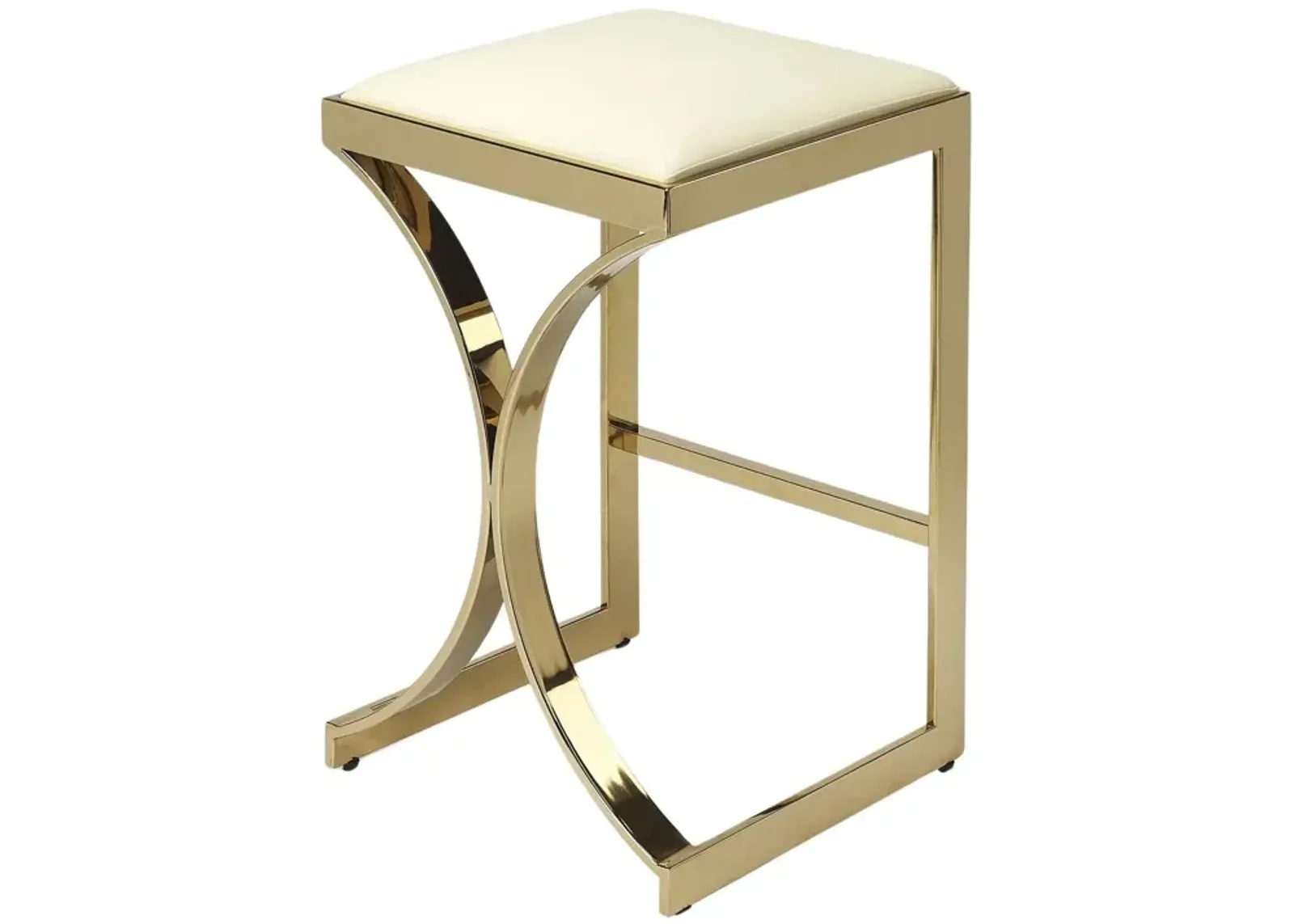 Backless Counter Height Bar Chair - Off White / Gold