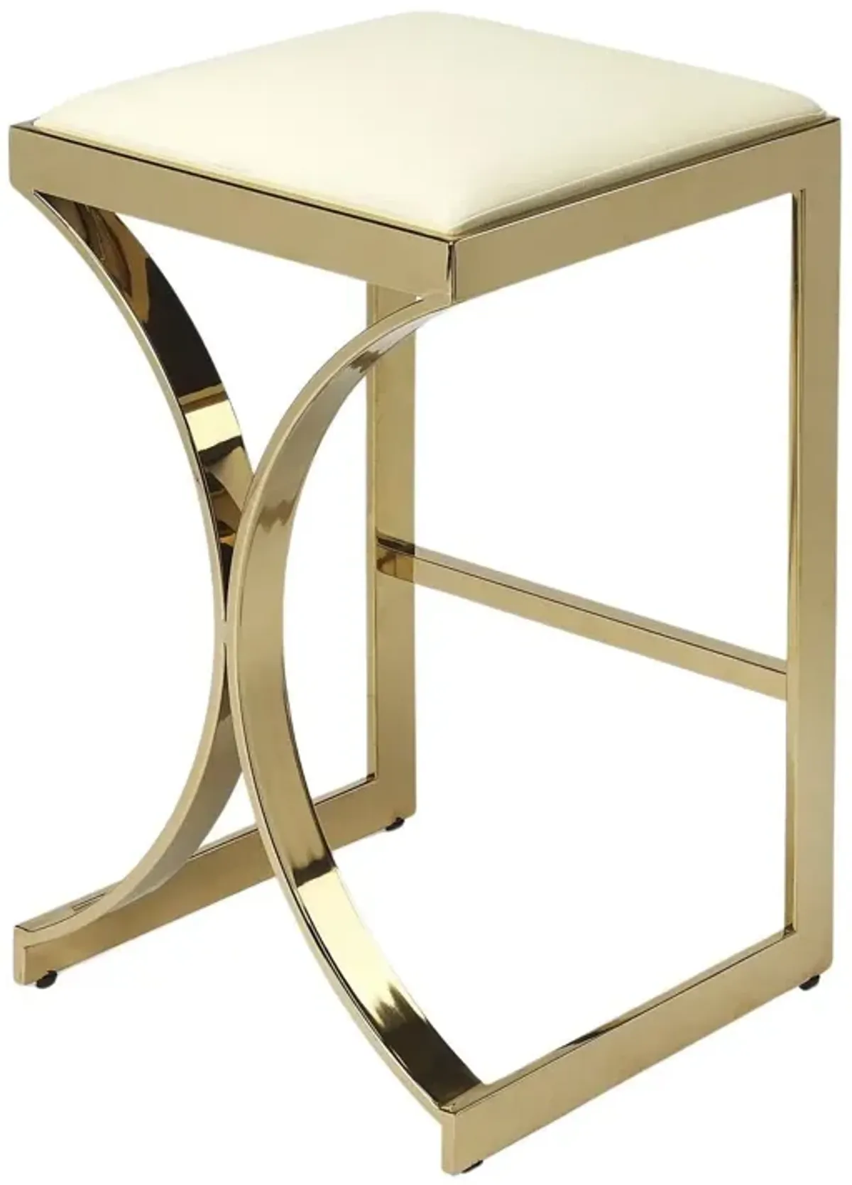 Backless Counter Height Bar Chair - Off White / Gold