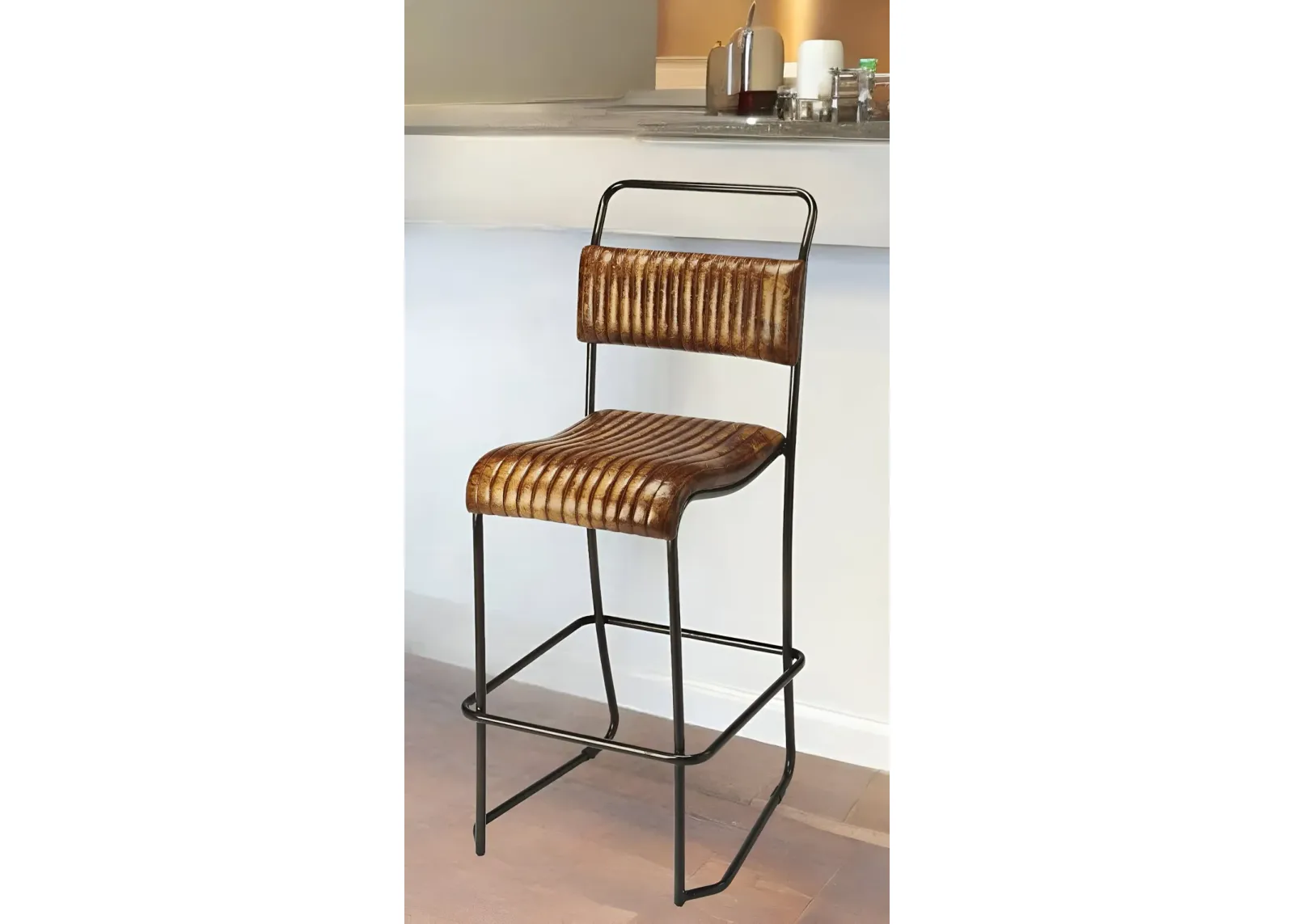 46" Iron Bar Chair - Brown / Black