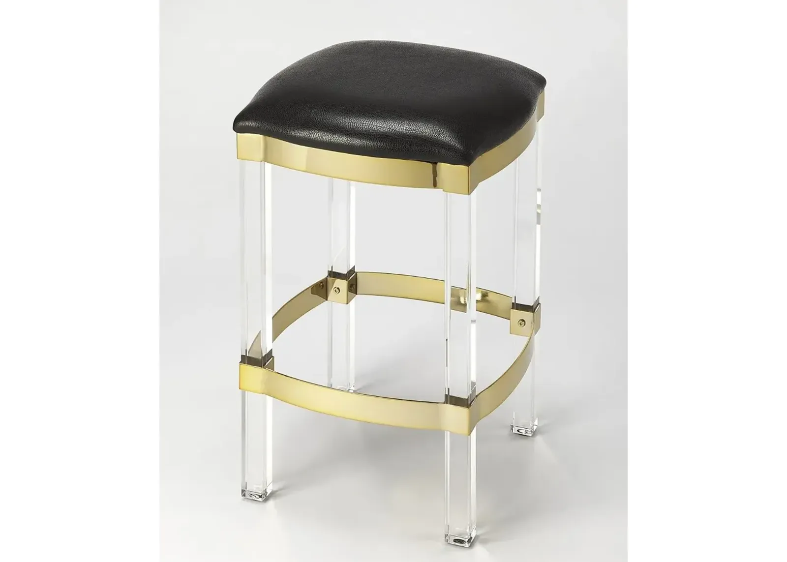 Acrylic Backless Counter Height Bar Chair - Brown / Clear