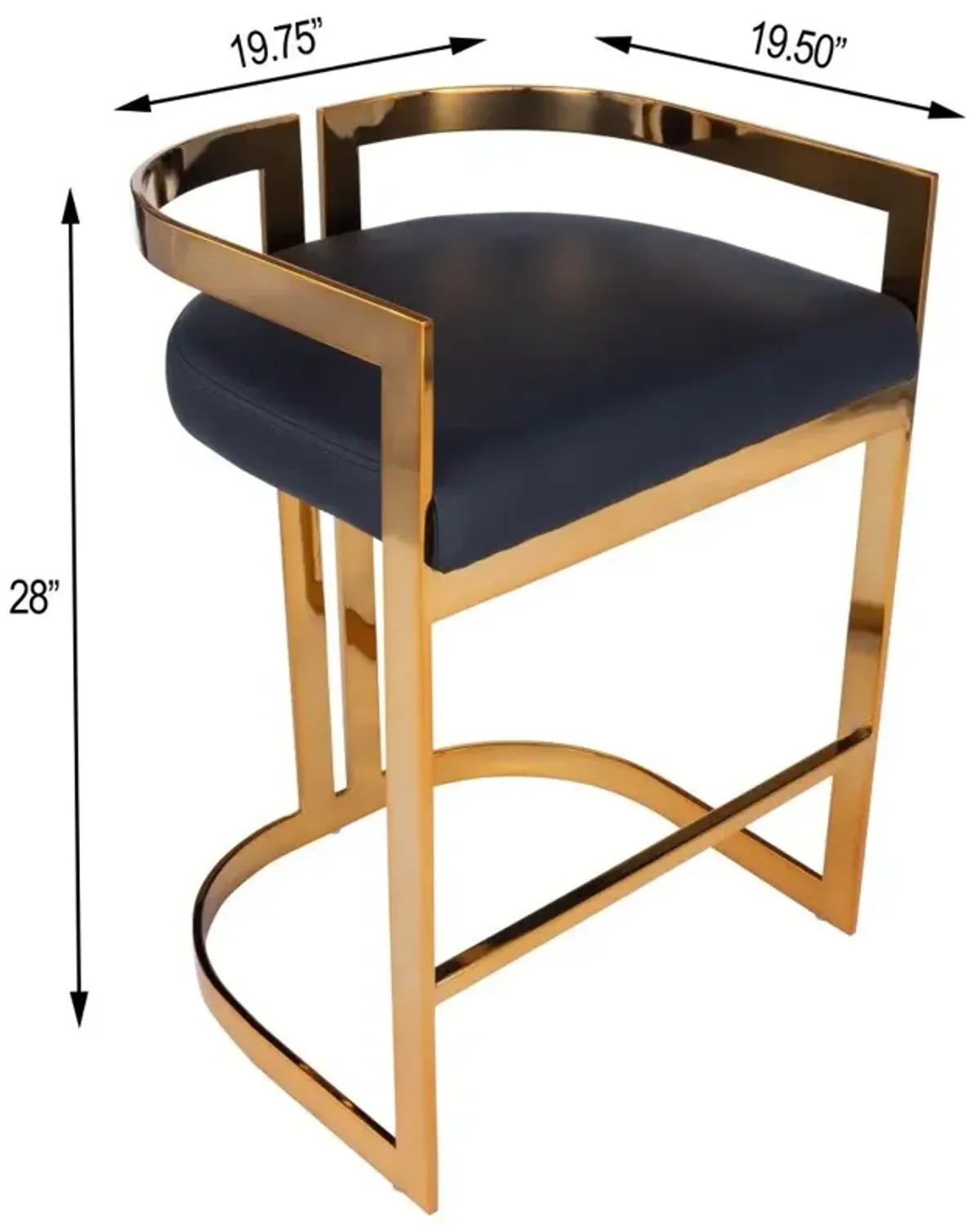 Iron Low Back Counter Height Bar Chair - Black / Gold