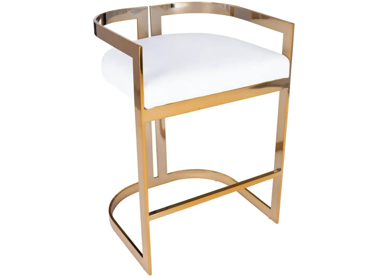 Iron Low Back Counter Height Bar Chair - White / Gold