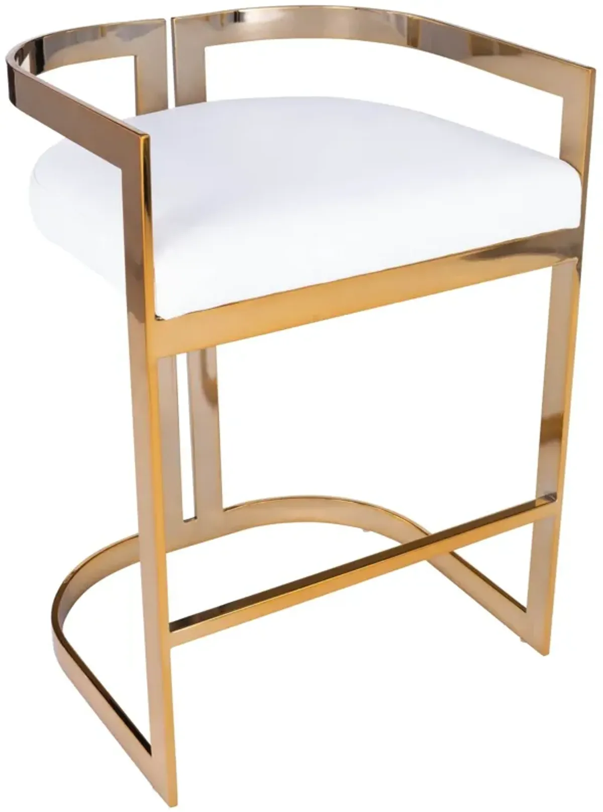 Iron Low Back Counter Height Bar Chair - White / Gold