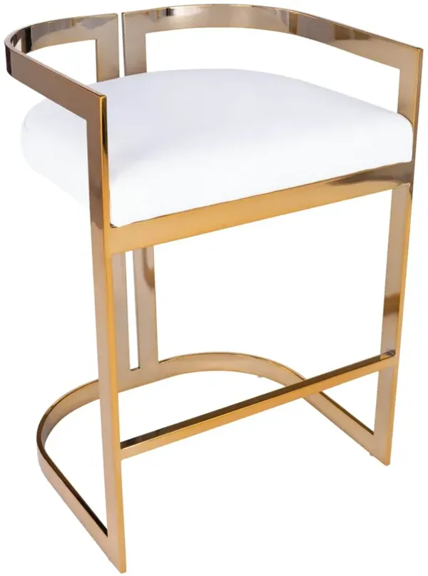 Iron Low Back Counter Height Bar Chair - White / Gold