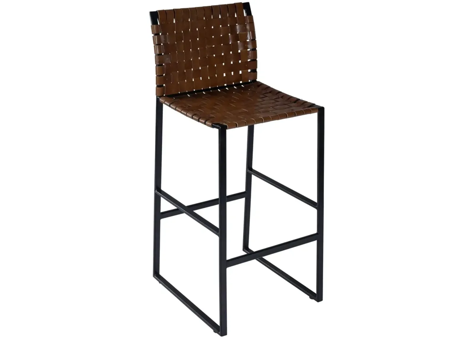 Leather And Steel Bar Chair - Brown / Black