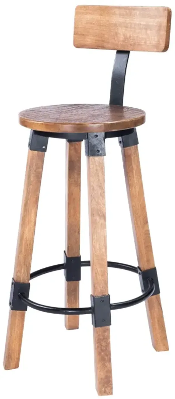 42" Iron Bar Chair - Brown / Natural