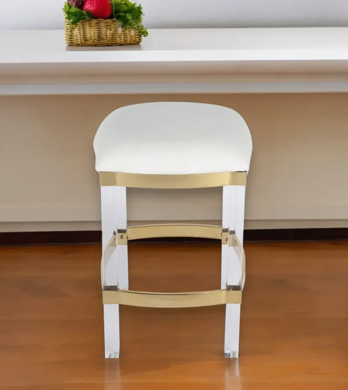 Acrylic Backless Counter Height Bar Chair - White / Clear