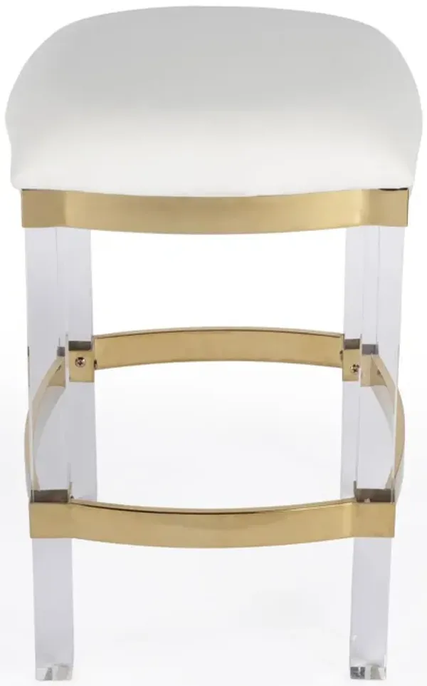 Acrylic Backless Counter Height Bar Chair - White / Clear
