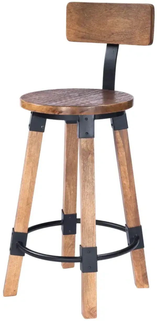 37.75" Iron Bar Chair - Brown / Natural