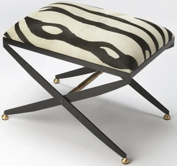 Cotton Blend And Black Ottoman - Black / White