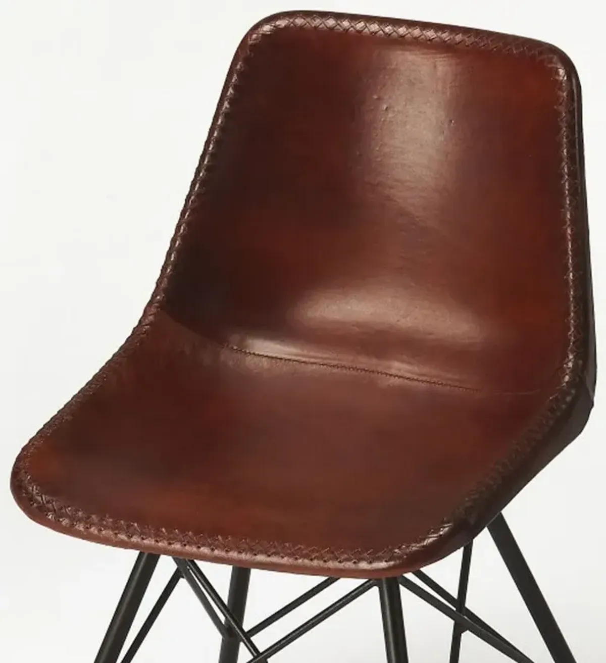 31.5" Faux Leather Side Chair - Brown / Black