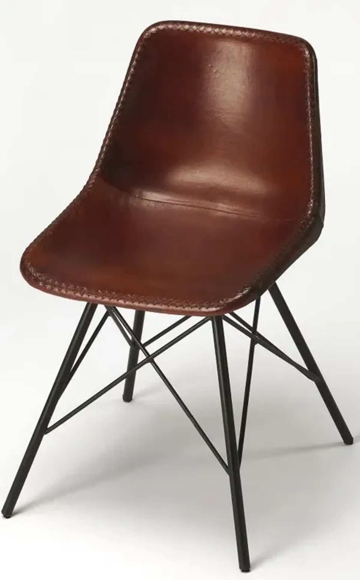 31.5" Faux Leather Side Chair - Brown / Black