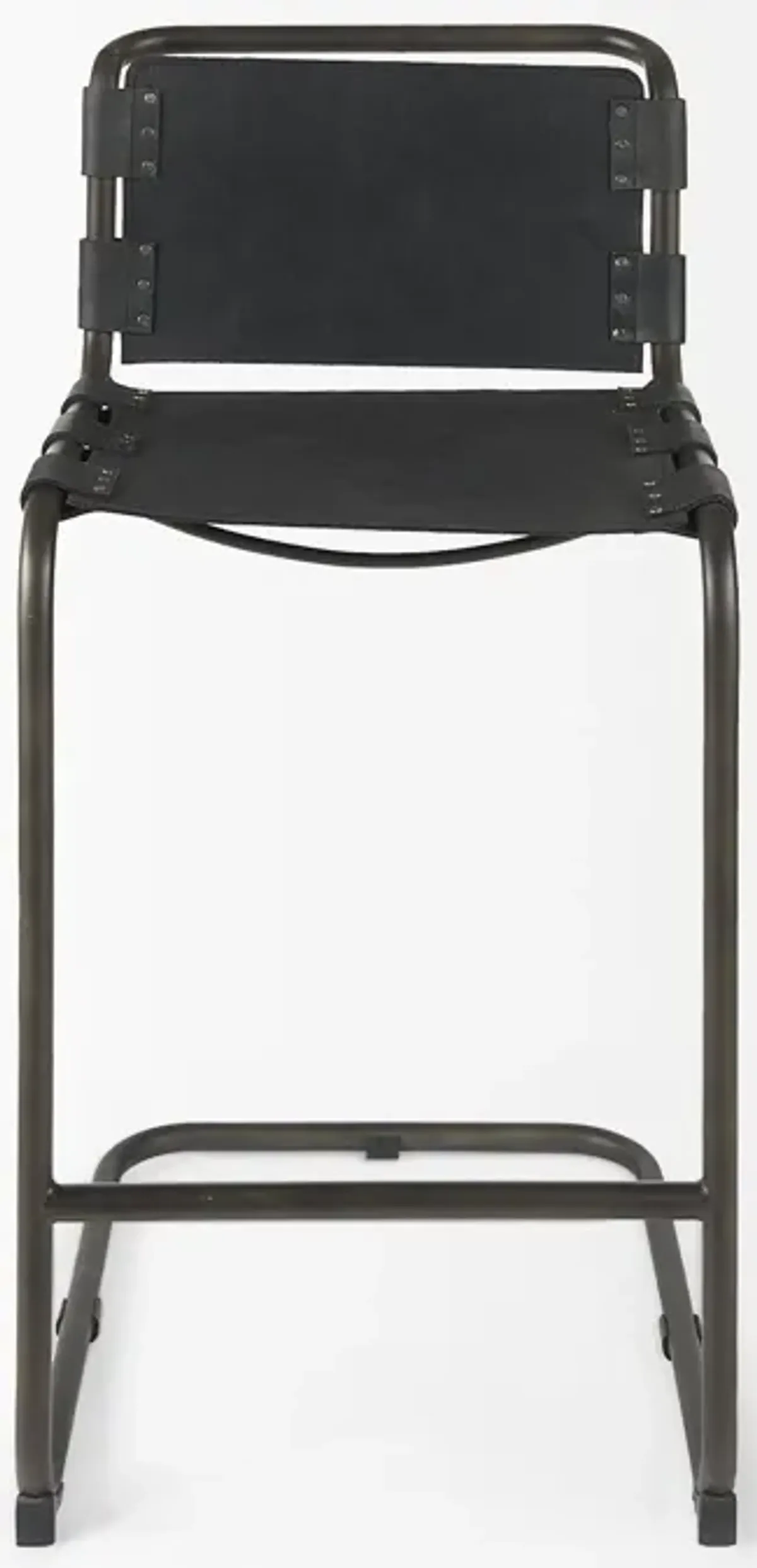 Leather And Iron Bar Chair - Black