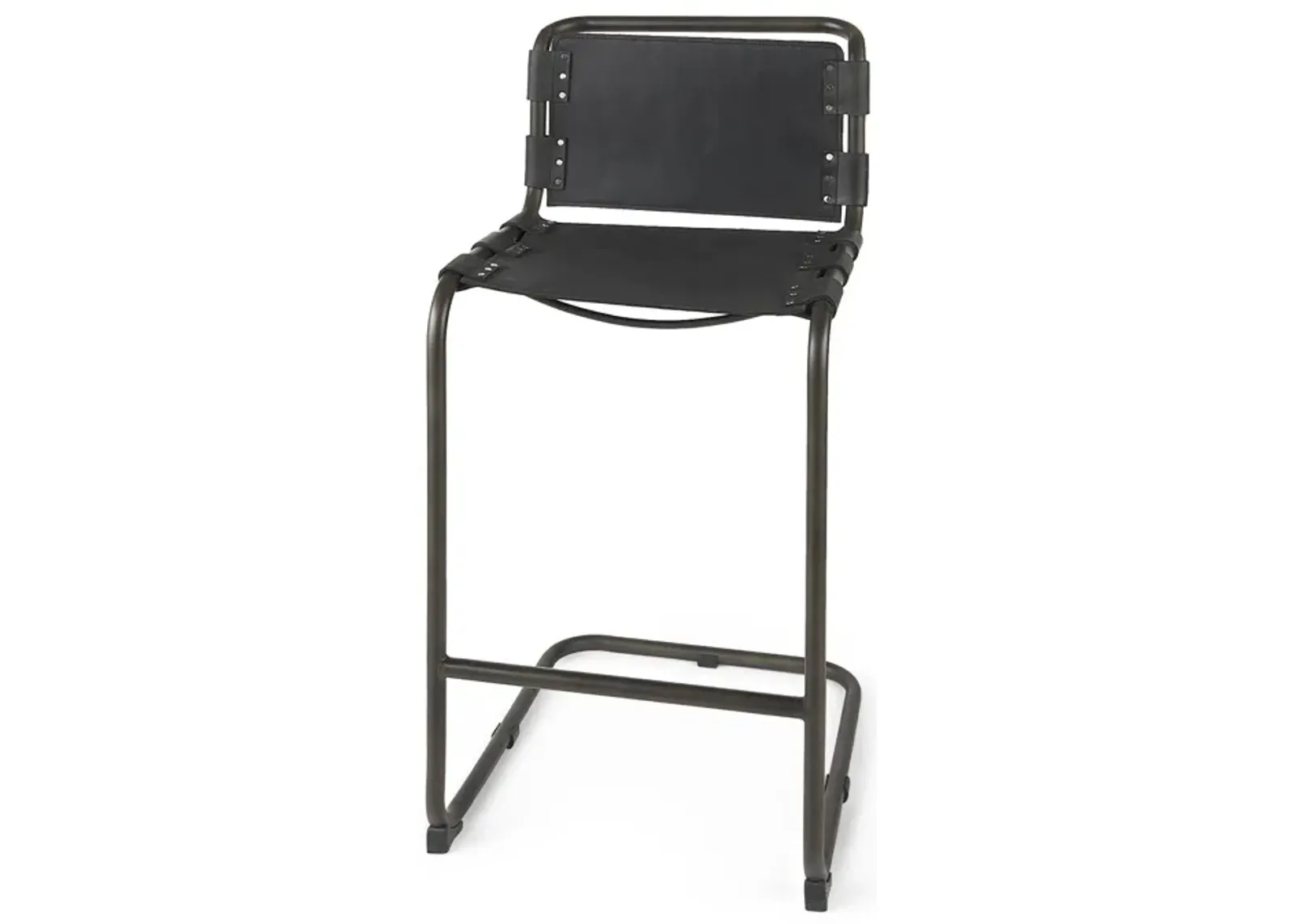 Leather And Iron Bar Chair - Black