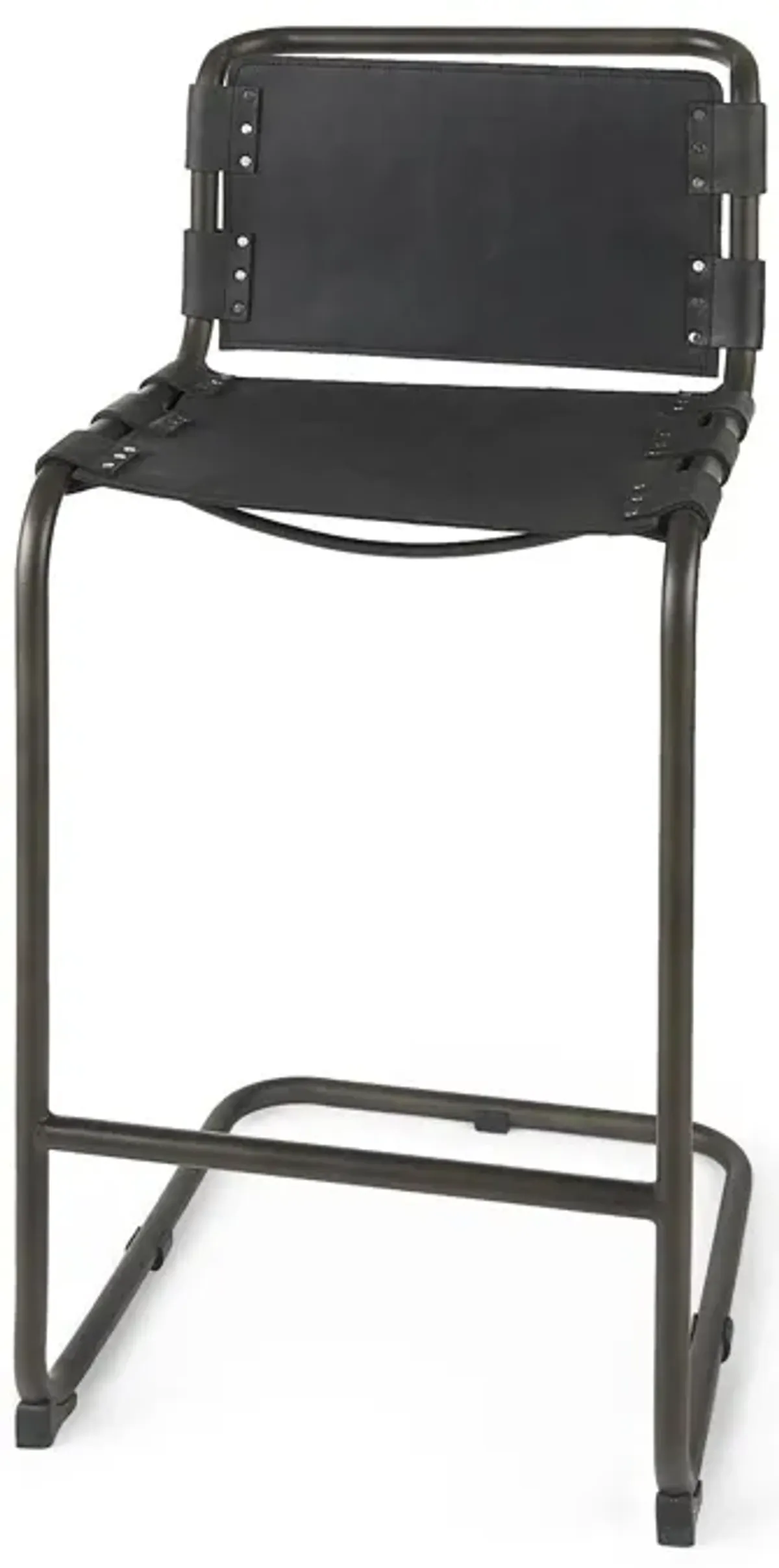 Leather And Iron Bar Chair - Black