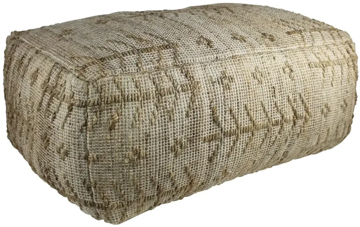 Hemp Textured Rectangle Pouf - Natural