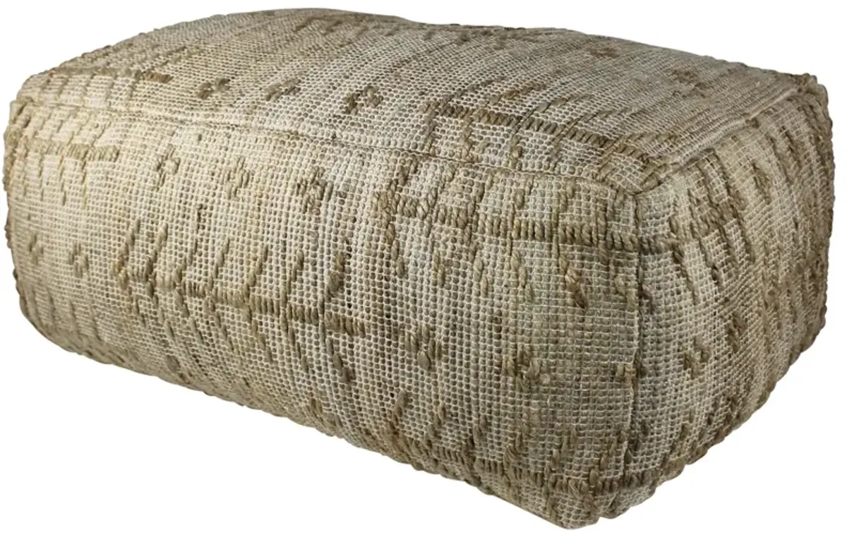 Hemp Textured Rectangle Pouf - Natural