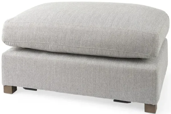 Jute Cocktail Ottoman - Light Gray / Brown