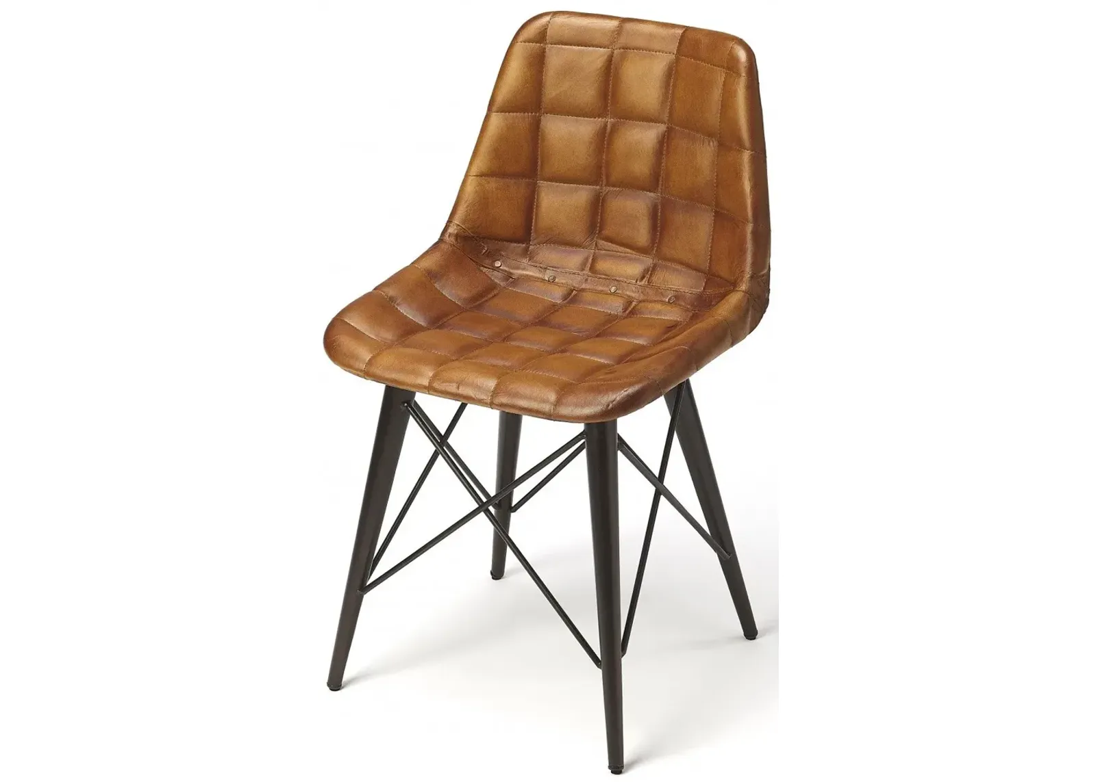 Faux Leather Tufted Side Chair - Brown