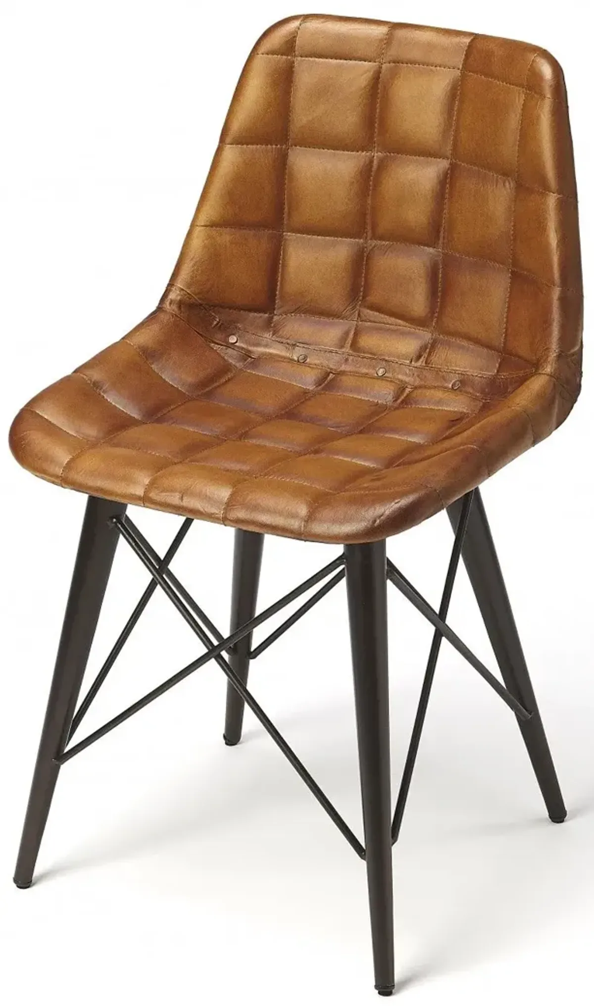 Faux Leather Tufted Side Chair - Brown