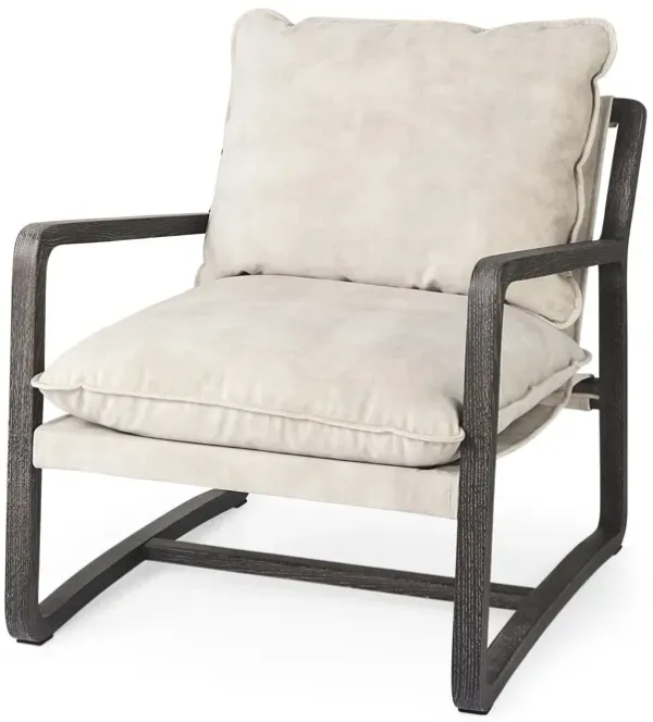 Fabric Lounge Chair - Cream / Black