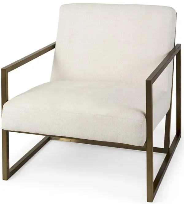 Geo Modern Accent Or Side Chair - Cream / Gold