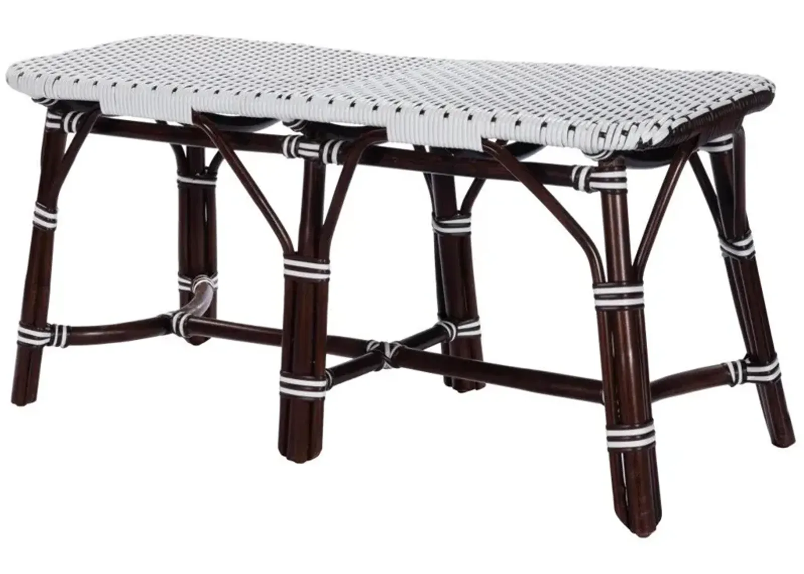 Wicker Entryway Bench - Dark Brown / White