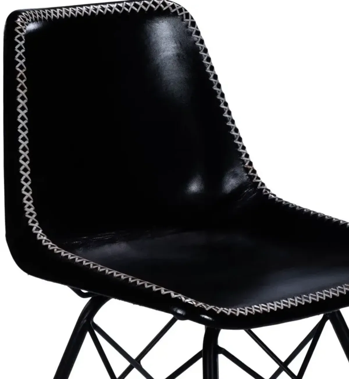 Faux Leather, Side Chair - Black