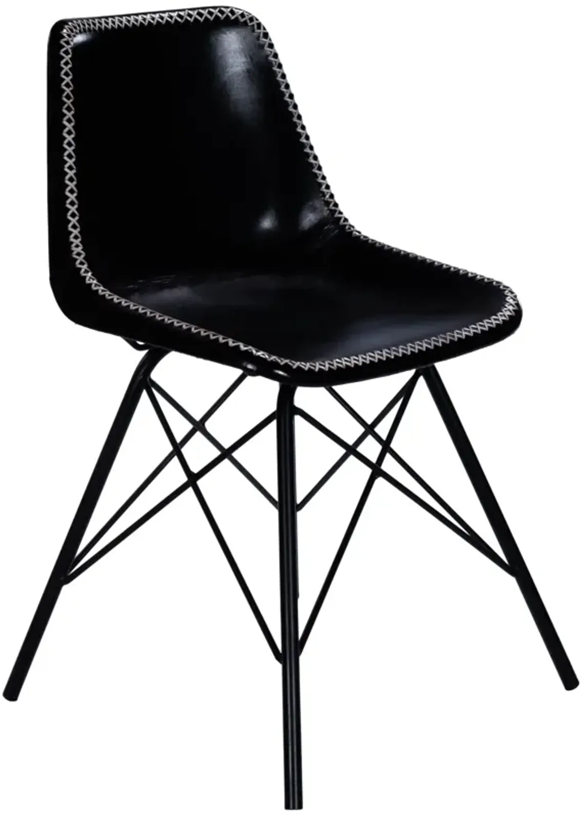 Faux Leather, Side Chair - Black