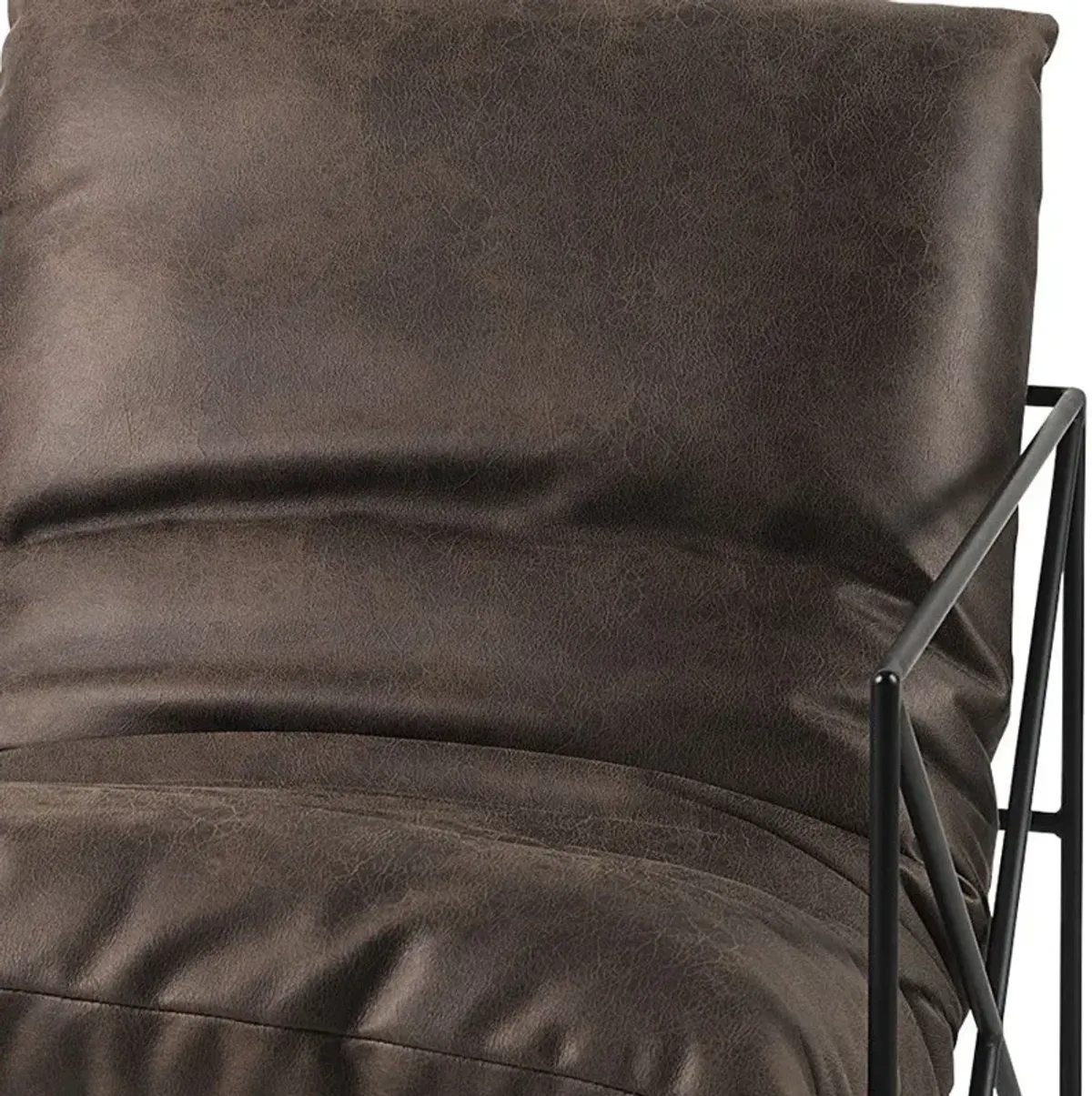 Faux Leather Contemporary Metal Chair - Dark Brown