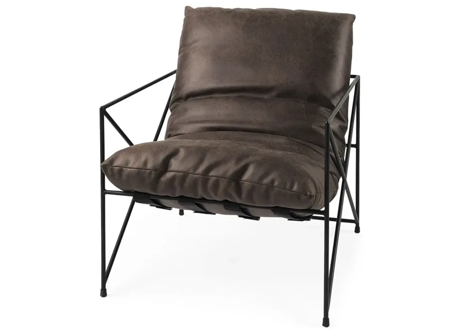 Faux Leather Contemporary Metal Chair - Dark Brown