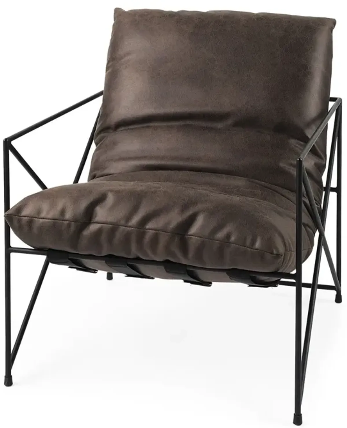 Faux Leather Contemporary Metal Chair - Dark Brown