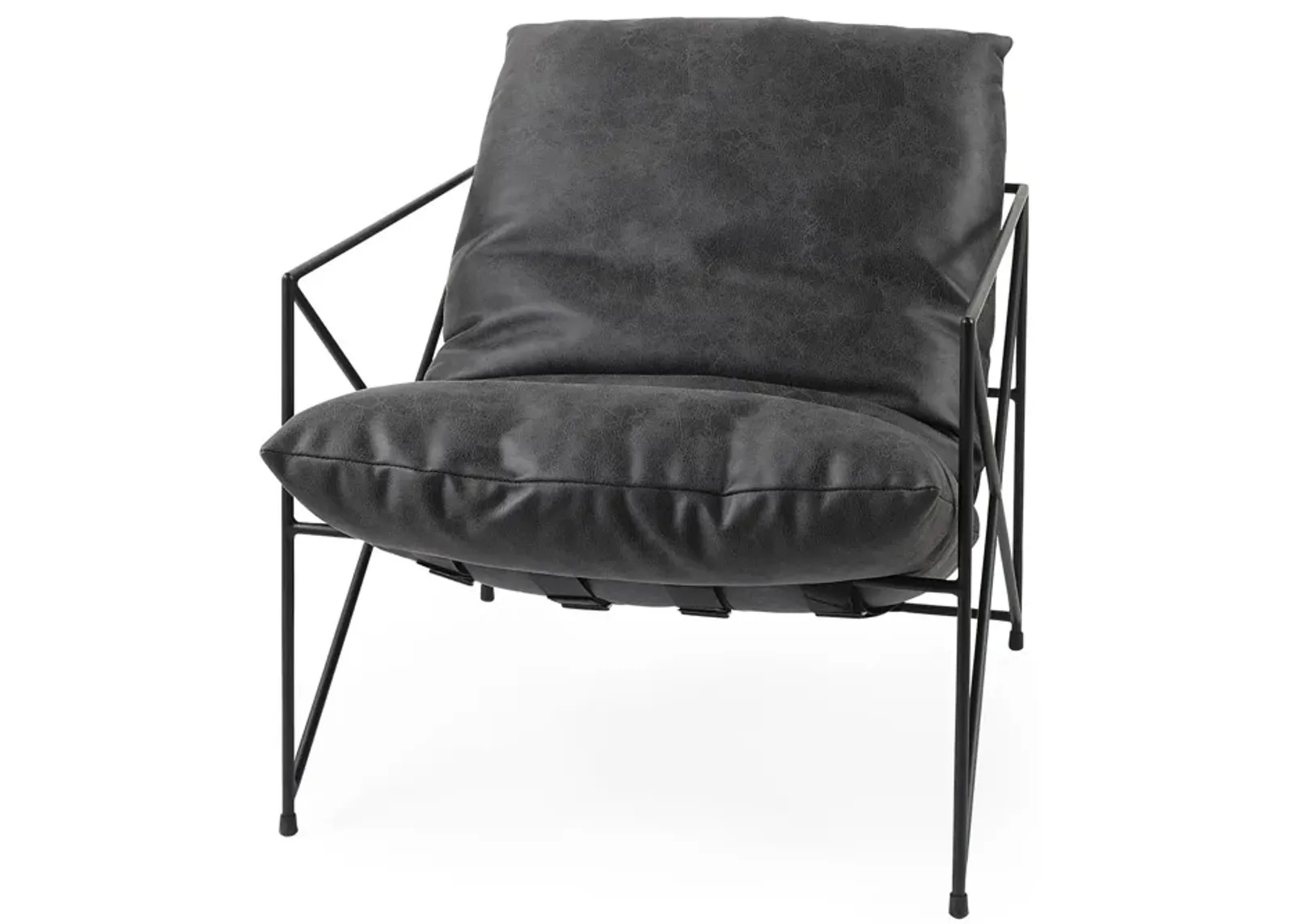 Faux Leather Contemporary Metal Chair - Black