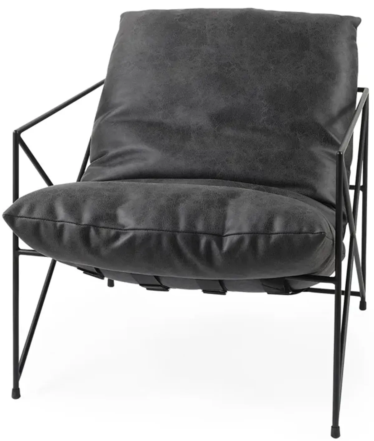 Faux Leather Contemporary Metal Chair - Black