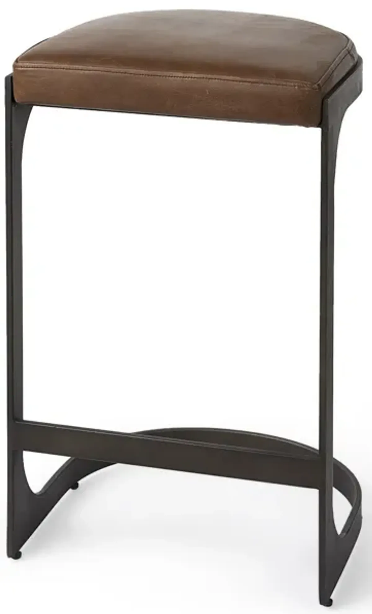 Medium Iron Backless Bar Chair - Brown / Black