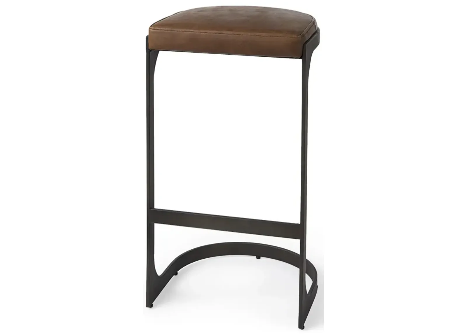 Medium Iron Backless Bar Chair - Brown