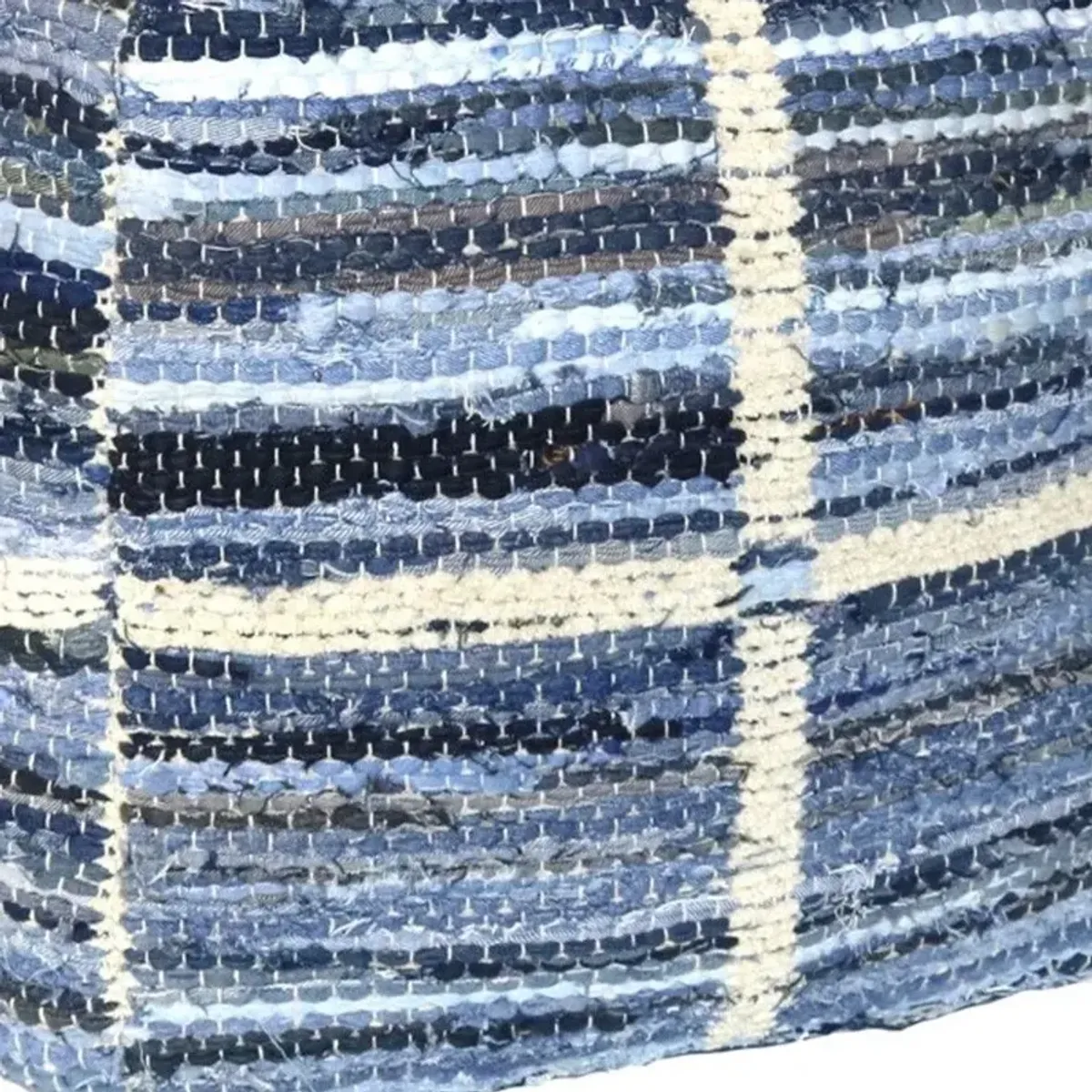 Striped Square Pouf - Blue