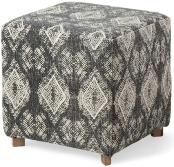 Cotton And Brown Cube Ottoman - Gray