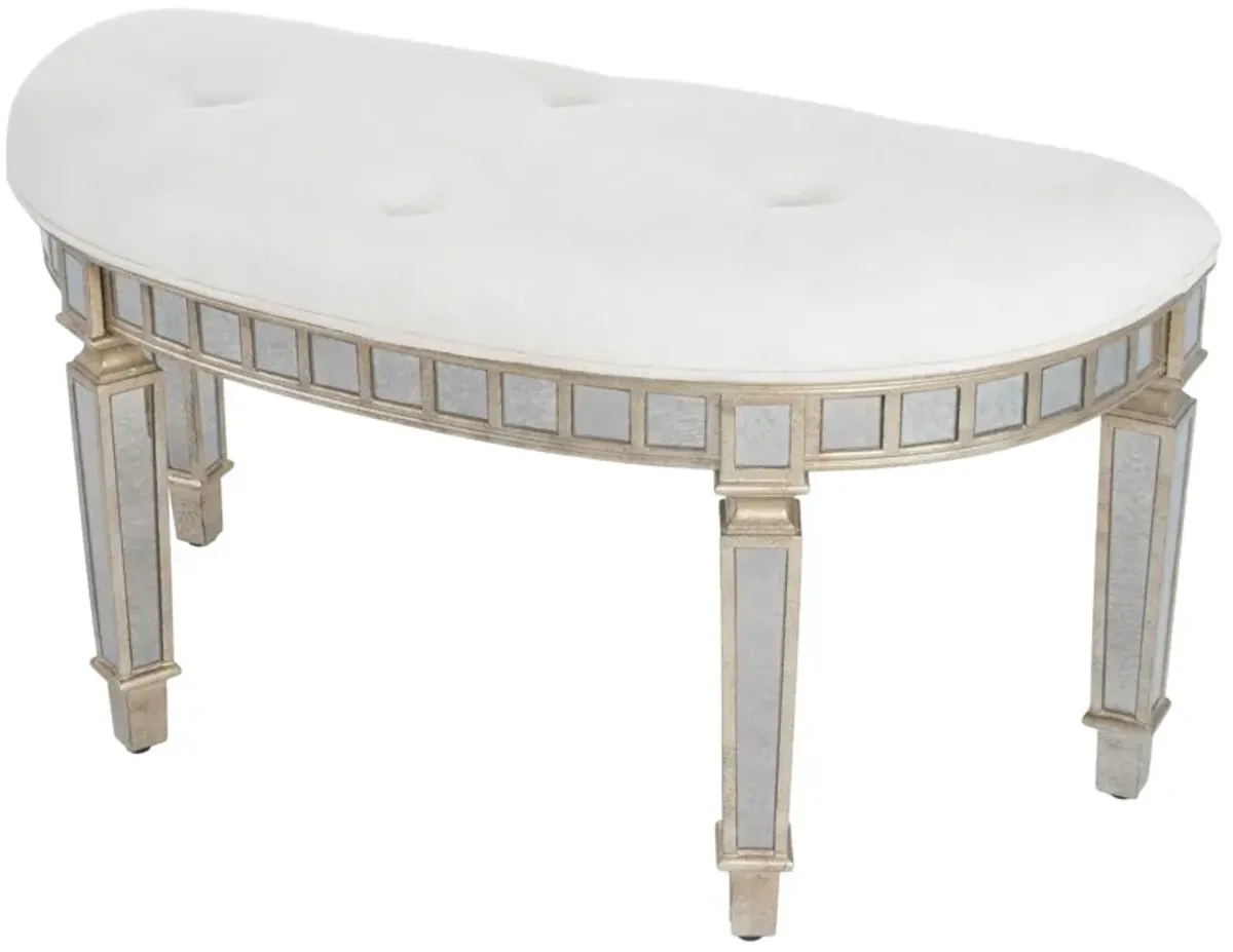 Modern Mirrored Crescent Bench - Pearl
