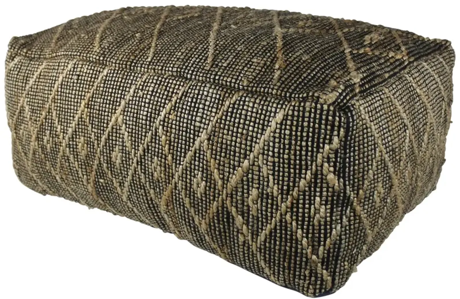 Textured Rectangle Pouf - Black Hemp