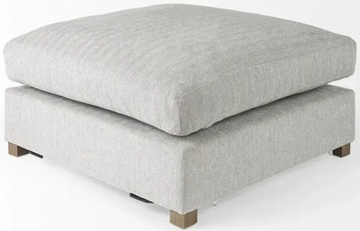 Polyester And Brown Cocktail Ottoman - Light Gray