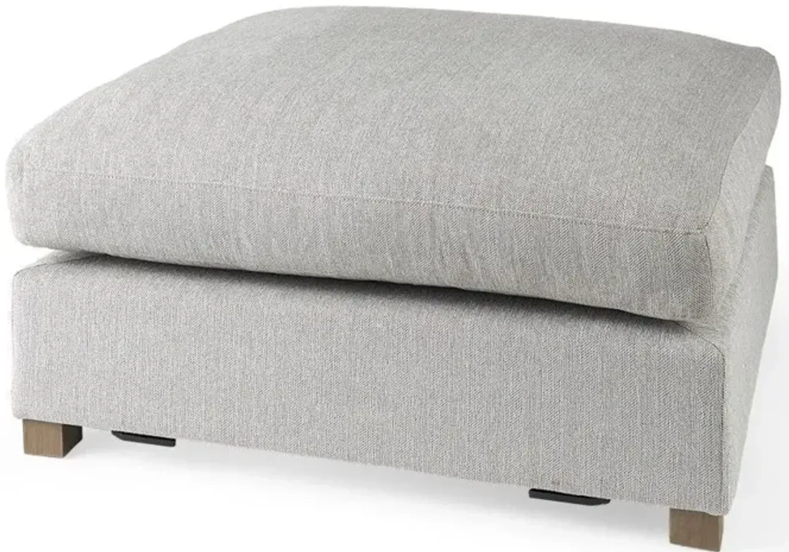 Polyester And Brown Cocktail Ottoman - Light Gray