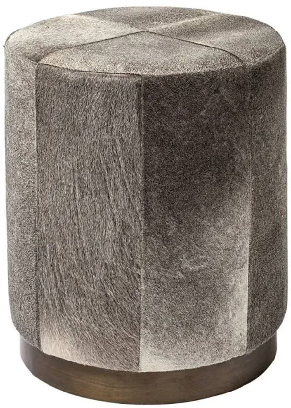 Wool Footstool Ottoman - Gray / Brown