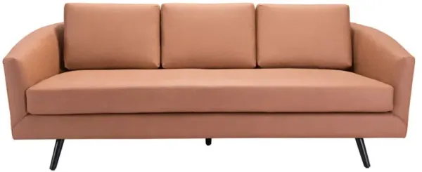 Faux Leather Sofa With Black Legs - Brown