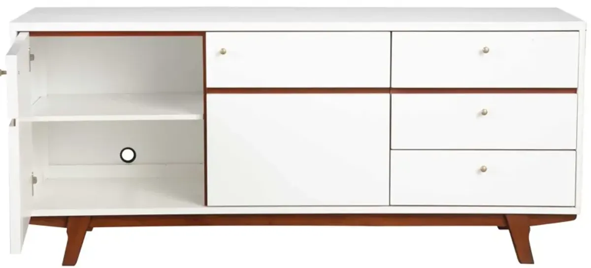 Mahogany Solids And Veneer Cabinet Enclosed Storage TV Stand - White