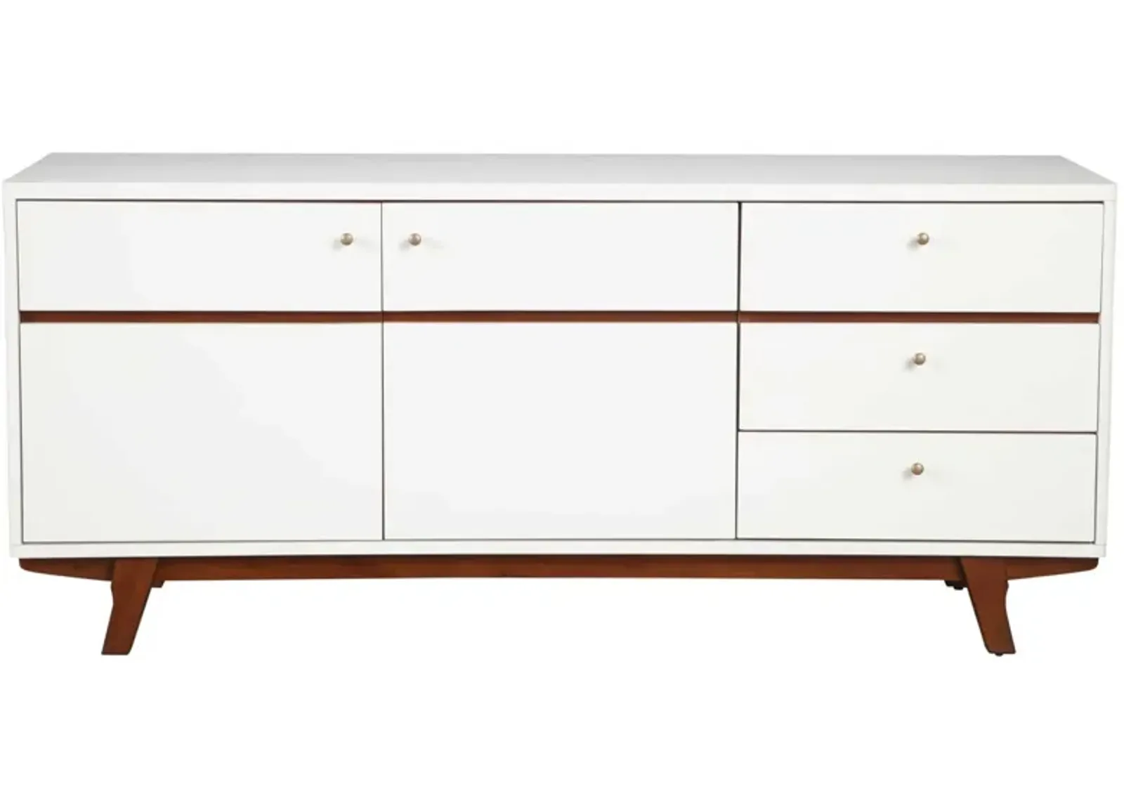 Mahogany Solids And Veneer Cabinet Enclosed Storage TV Stand - White