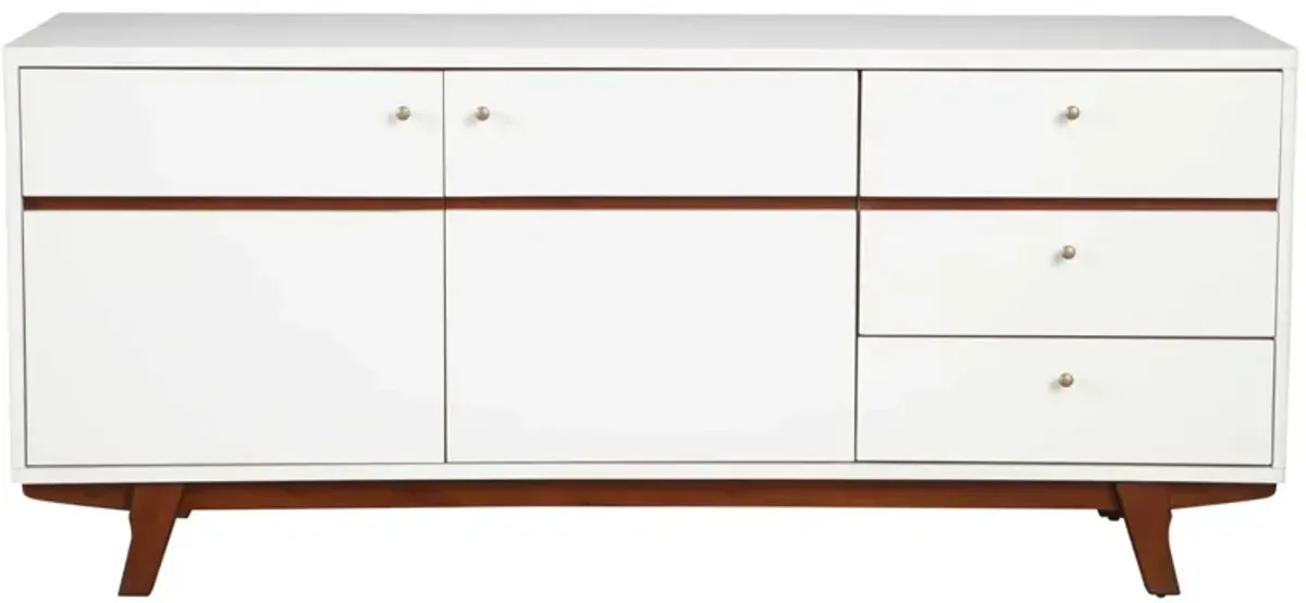 Mahogany Solids And Veneer Cabinet Enclosed Storage TV Stand - White