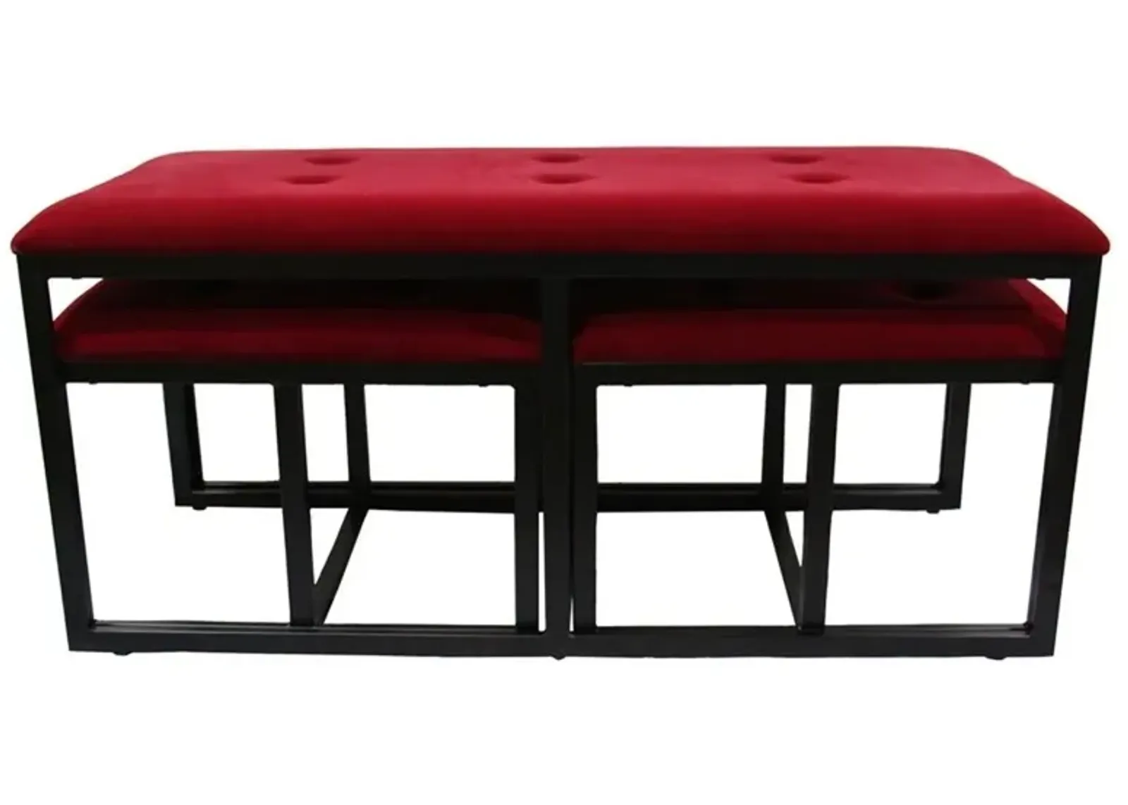 Upholstered Microfiber Bench - Red / Black